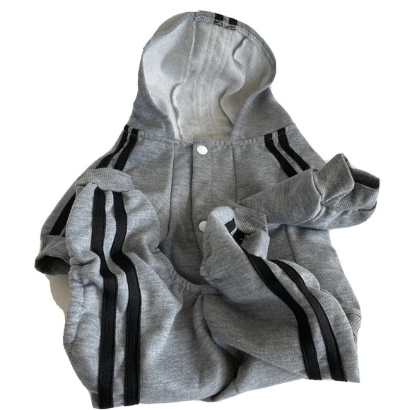 Meowwow Cat Dog Track Suit Outfit Gray Hooded Sweatshirt Hoodie Large One Piece - Picture 1 of 12